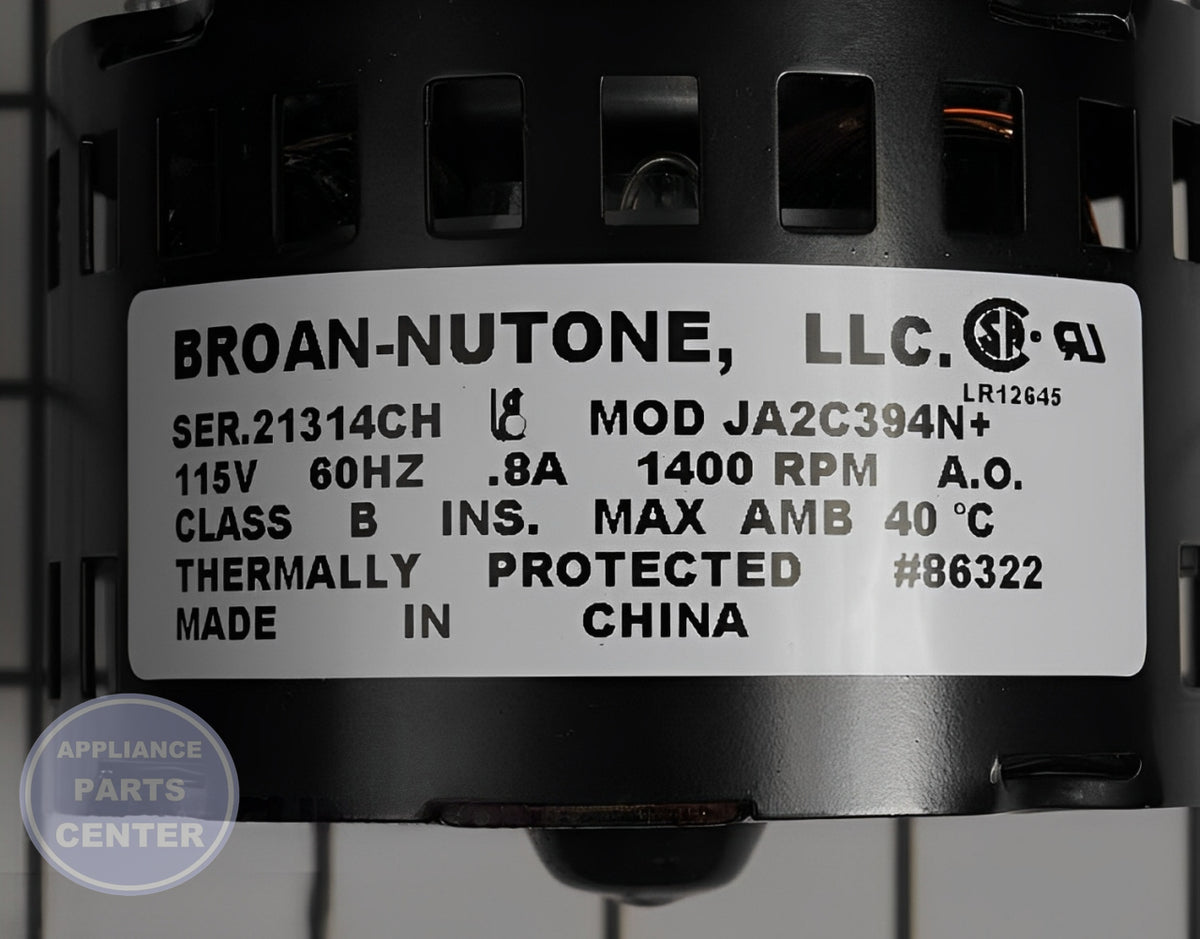 Fan Motor S86322000 - Side view with precise measurements and specs