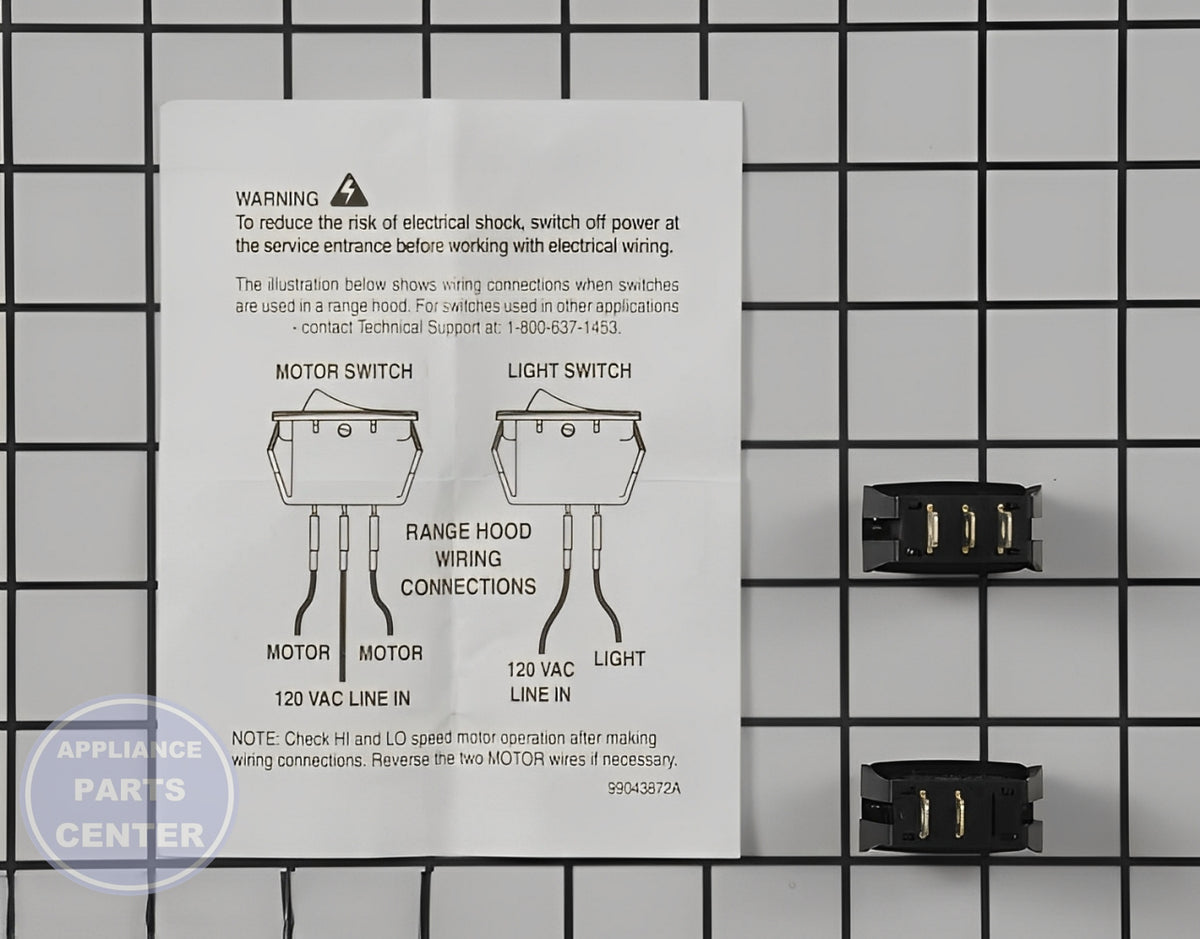 BROAN RANGE SWITCH S97016970 - Detailed view of the durable switch design