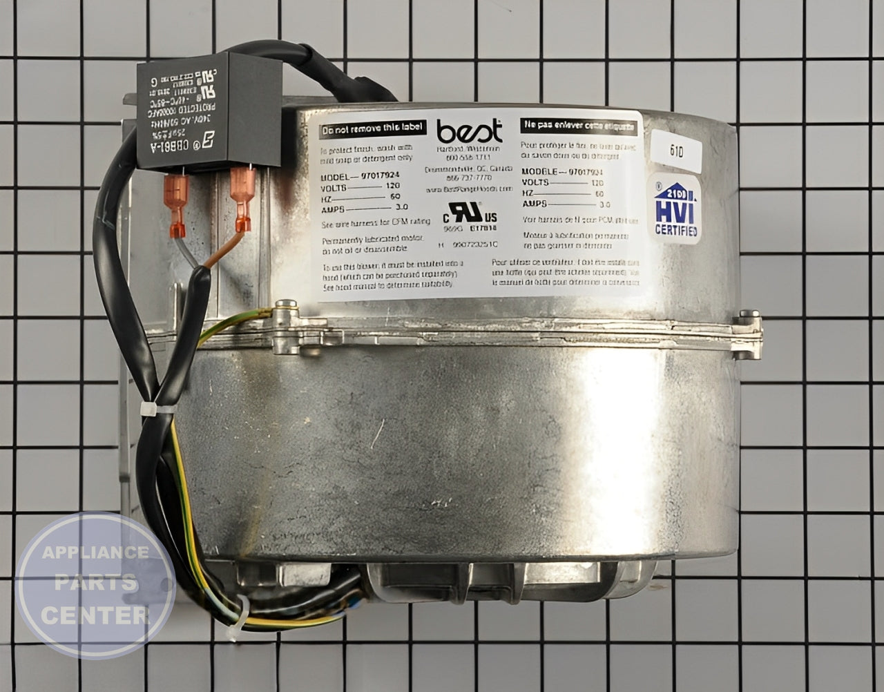 Broan Blower Motor S97017924 - Installation in Broan QP130SS model showing key mounting points