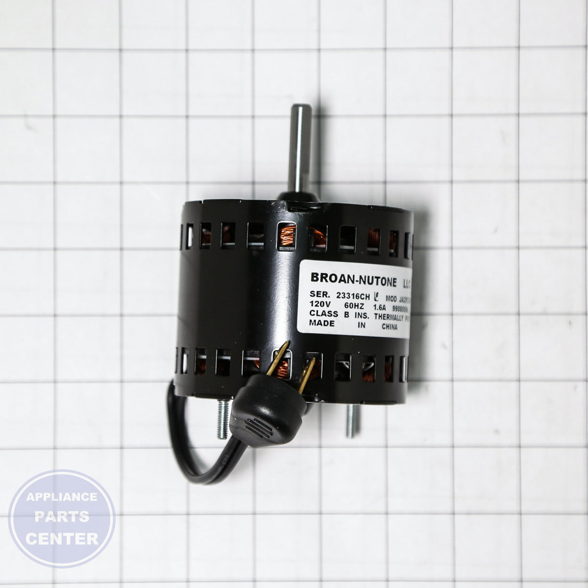 SRV MOTOR F/10N UTILITY FAN S99080596 - Side view with precise specifications