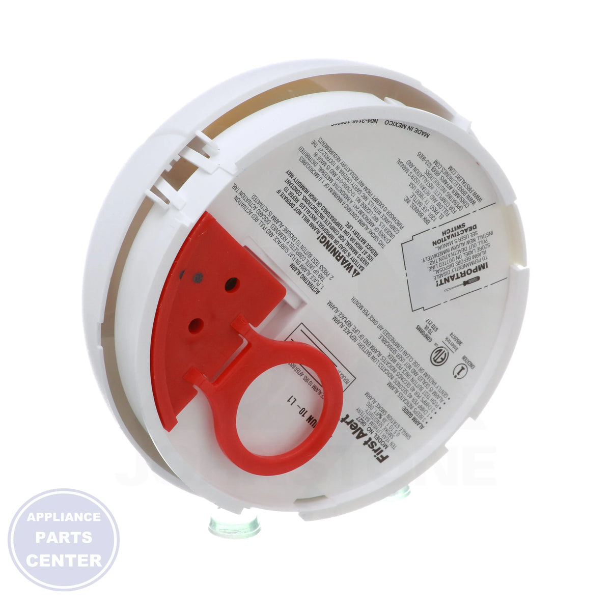 Ionization Battery Powered Smoke Alarm SA350B - Side view with 10-year sealed lithium battery