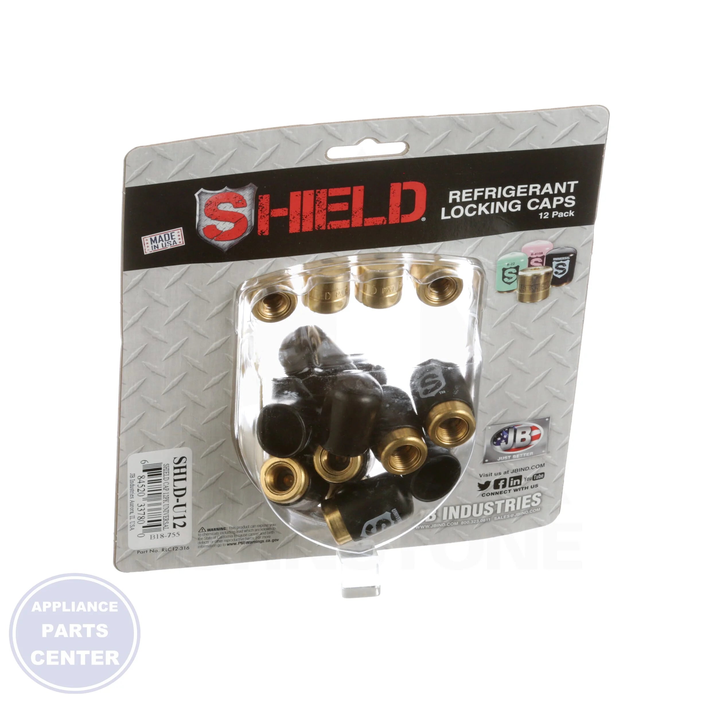 Shield Universal Locking Caps SHLD-U12 - Side view with color-coded sleeves