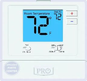 Non-Programmable Thermostat T721 - Main view showing 4" Blue Display for L48-023 models