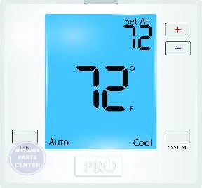 Universal Non-Programmable Thermostat T751 - Main view showing 7" blue display for L51-910 models