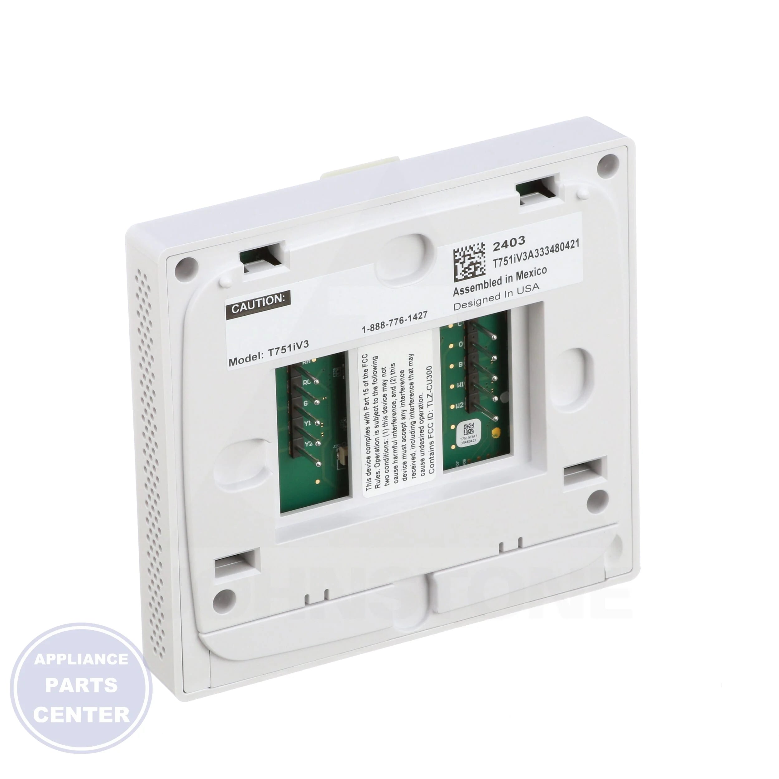 Universal Wi-Fi Thermostat T751i - Side view with 4.7" W x 4.4" H x 1.1" D specs