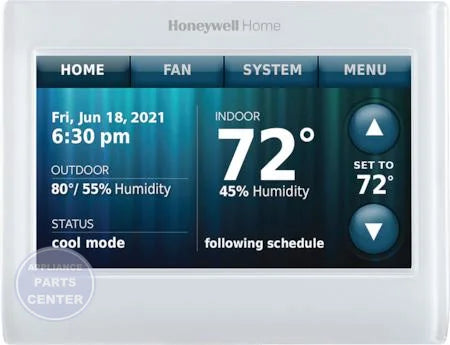 [Brand] Wi-Fi 9000 Color Touchscreen Thermostat TH9320WF5003 - Main view showing touchscreen display for various models