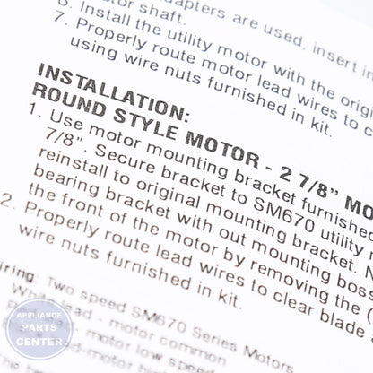 PRO UTILITY MOTOR TJ90SM670 - Installation in PRO model showcasing essential mounting points