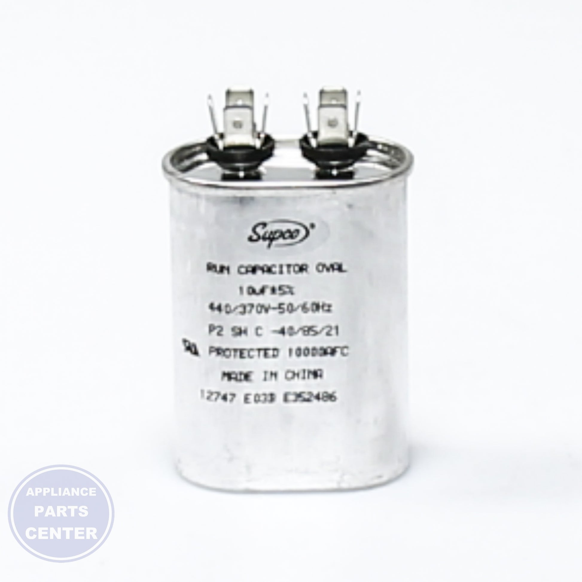 440V OVAL RUN CAP. TJC10X440 - Side view with optimal specifications