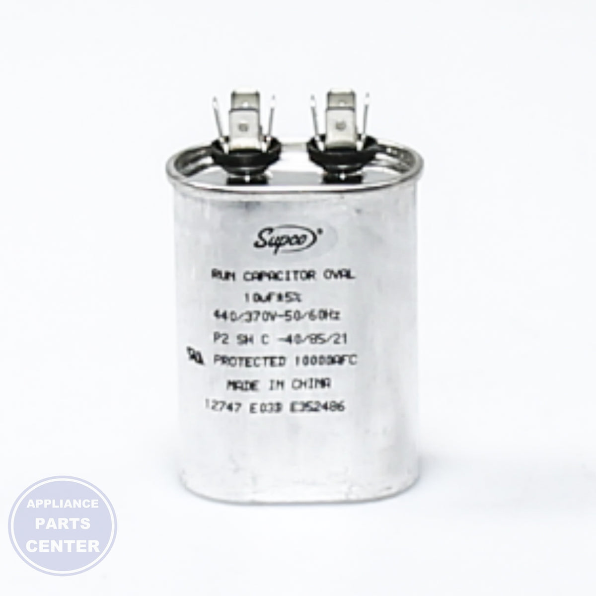 440V OVAL RUN CAP. TJC10X440 - Side view with optimal specifications