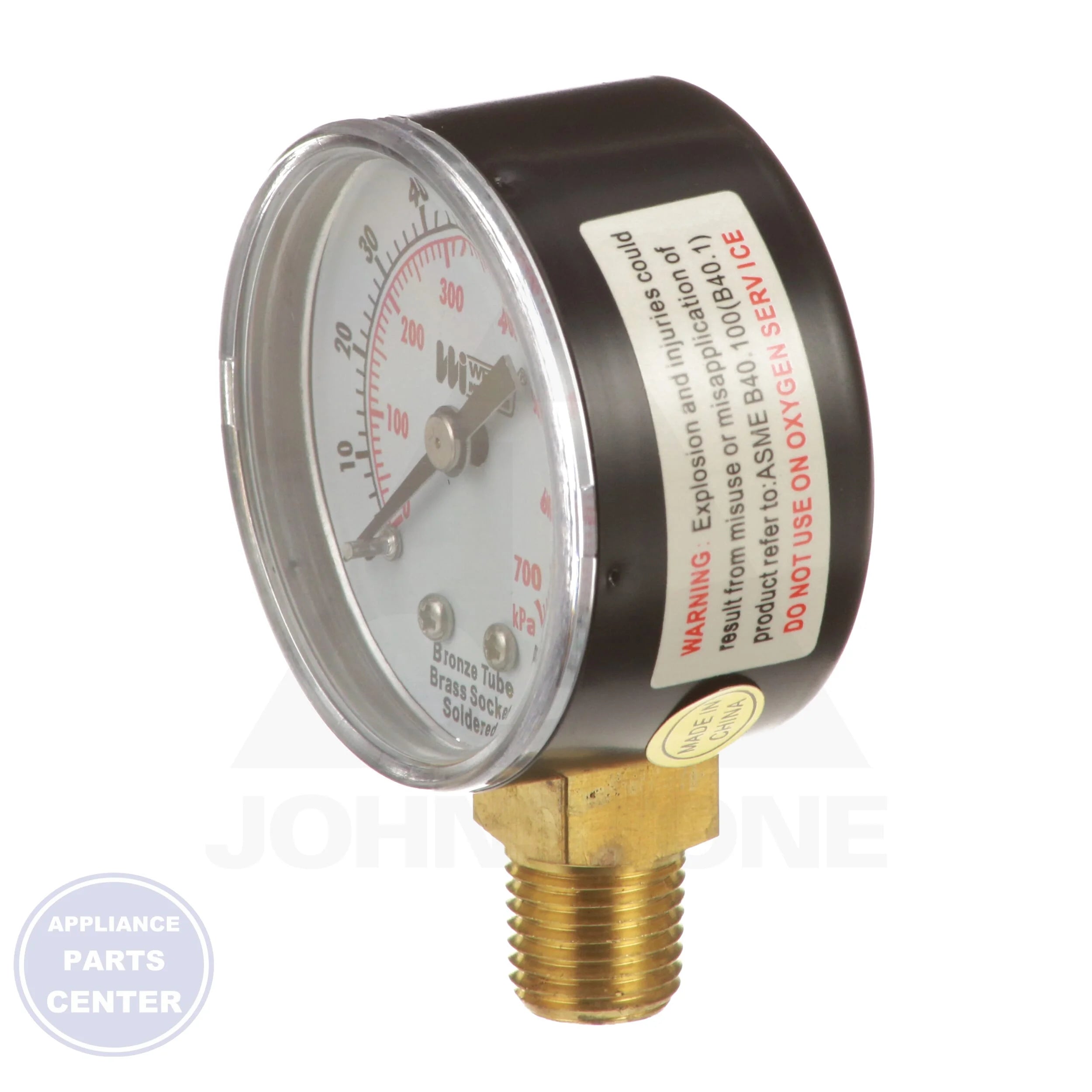 Pressure Gauge TL20-100-4L - Detailed view of copper alloy bourdon tube