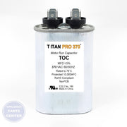 [Brand] PACKARD TITAN PRO RUN CAPACITOR 10 MFD 370 VOLT OVAL - Main view showing oval shape for [specific models]