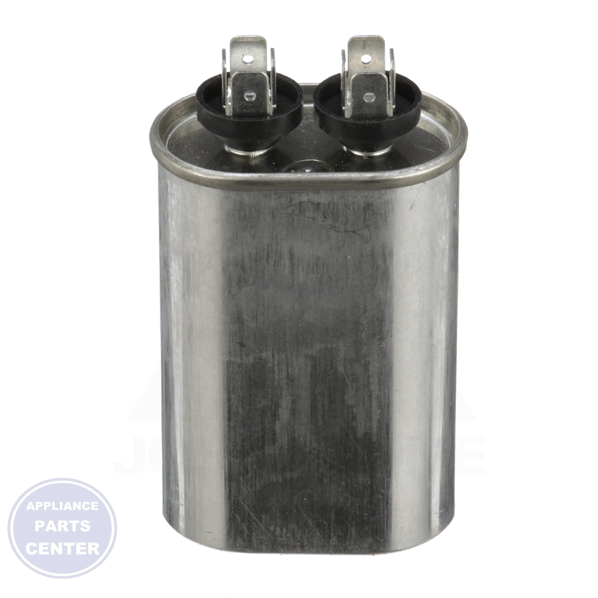 Motor Run Capacitor Oval TOC15 - Side view with 15 Mfd capacitance and 370 Volts rating