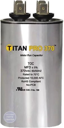 Titan PRO™ Motor Run Capacitor Oval TOC17.5 - Main view showing pressure-activated circuit interrupter for various models