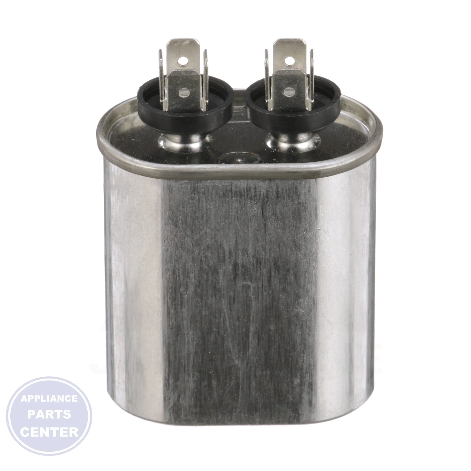 Motor Run Capacitor Oval TOCF2 - Side view with 2 Mfd capacity and 440/370 volts specs