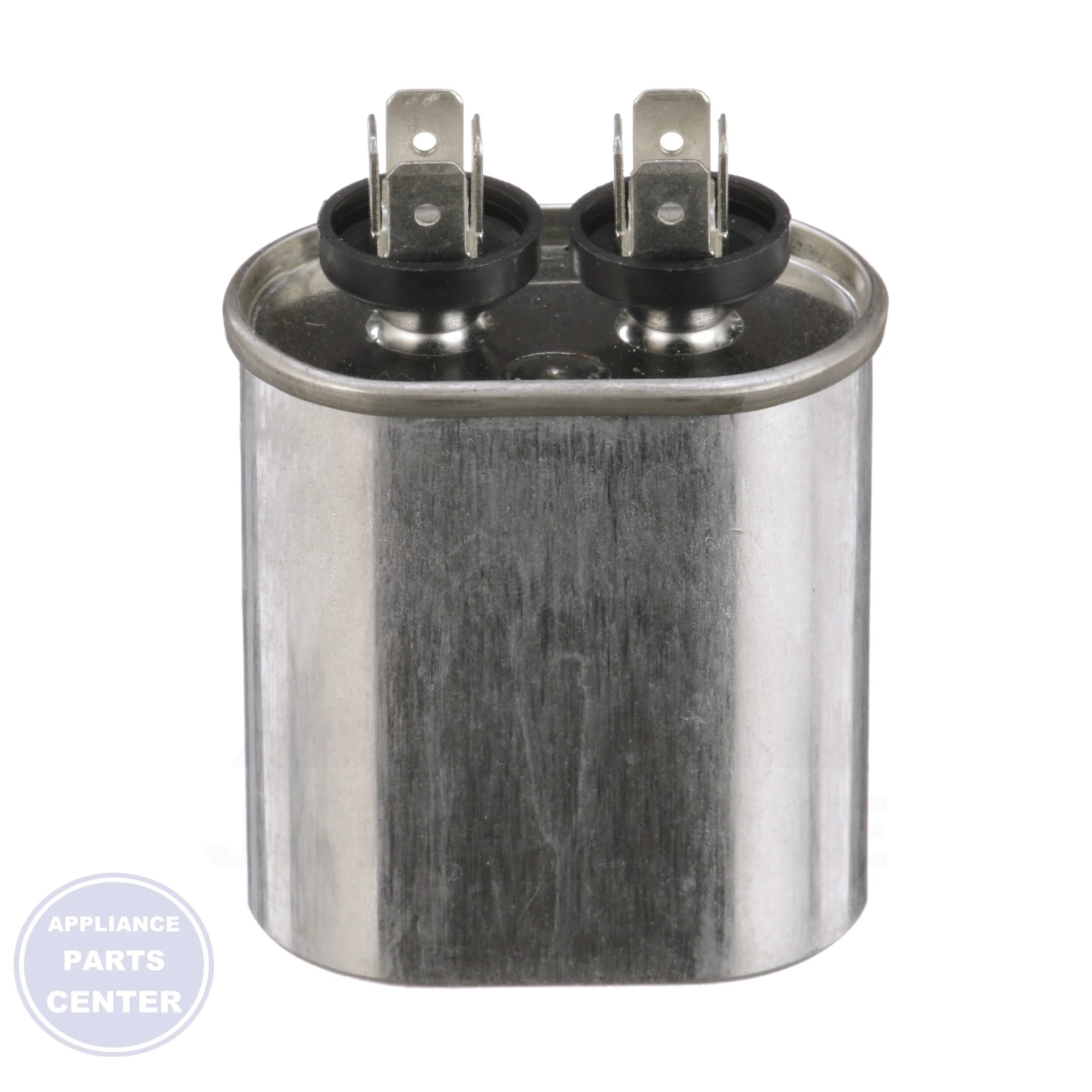Motor Run Capacitor Oval TOCF2 - Side view with 2 Mfd capacity and 440/370 volts specs