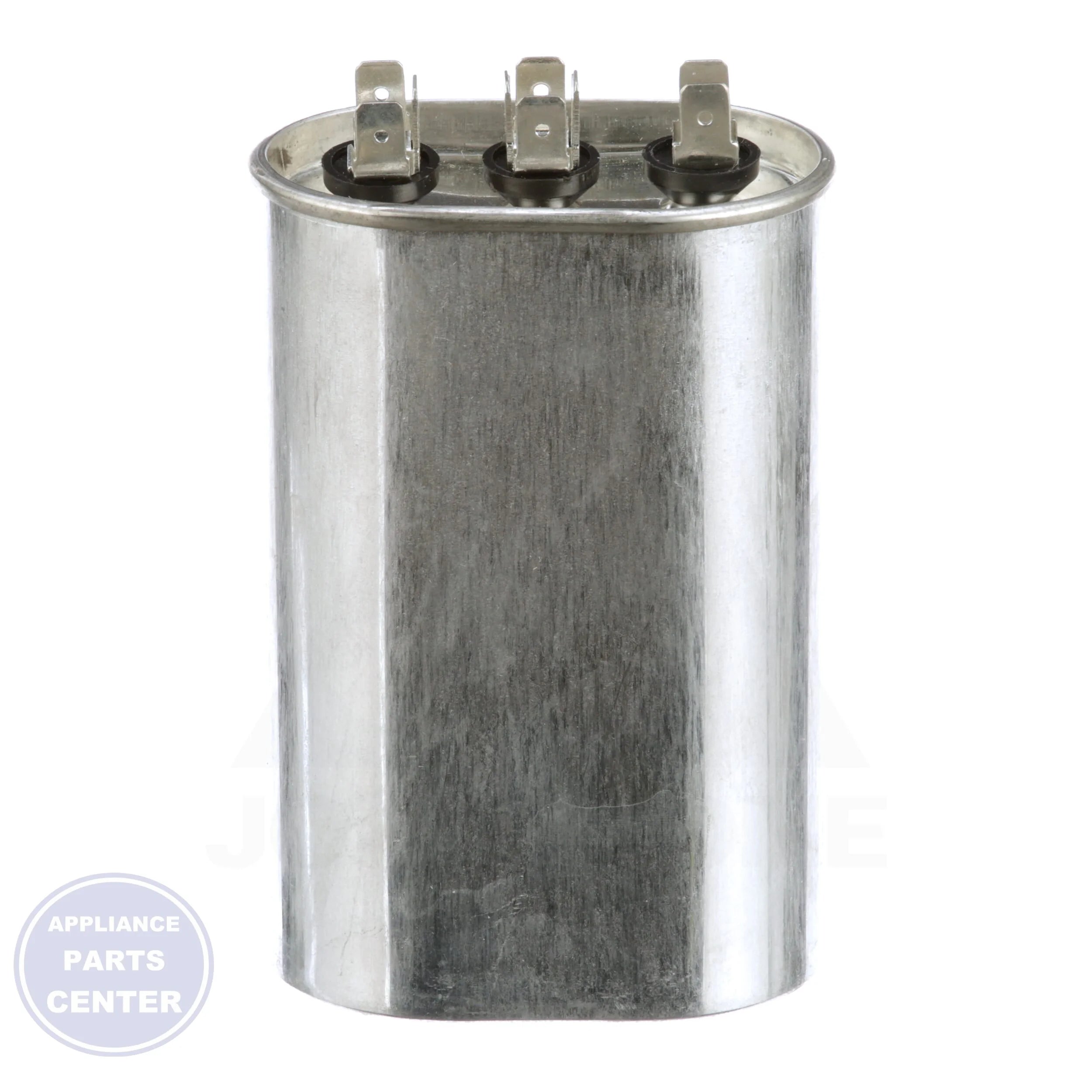 Dual Rated Motor Run Capacitor Oval TOCFD355 - Side view with 35/5 Mfd specs