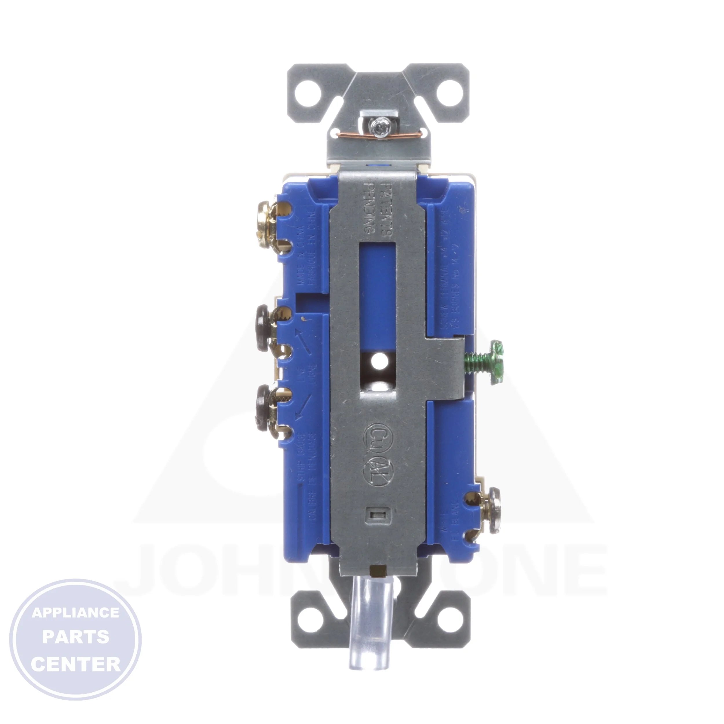Combination Switches and Devices Toggle with Second Device TR274V - Side view with 15 Amps and 120 Volts specifications