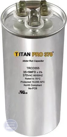 Titan PRO™ Motor Run Capacitor Round TRC45 - Main view showing round design for G35-390 model