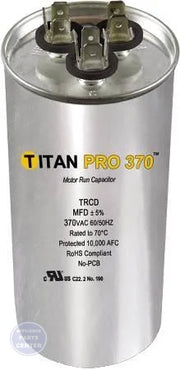 Titan PRO™ Dual Rated Motor Run Capacitor Round TRCD255 - Main view showing enhanced capacitance for G36-317 models