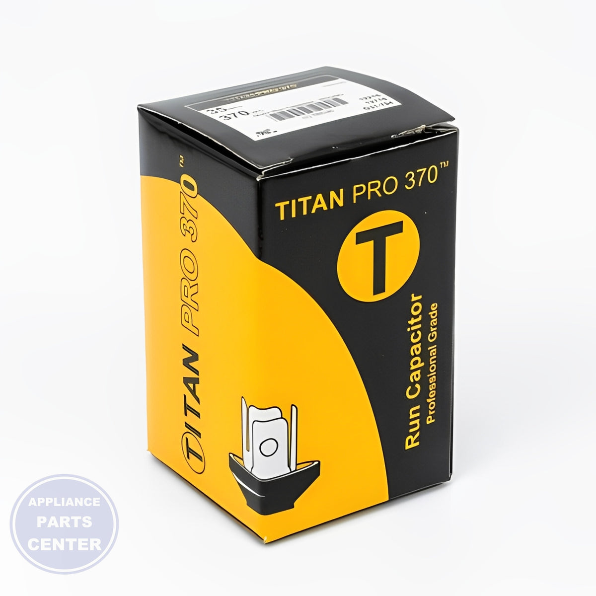 PACKARD RUN CAPACITOR TRCD355 - Side view with 370V capacity
