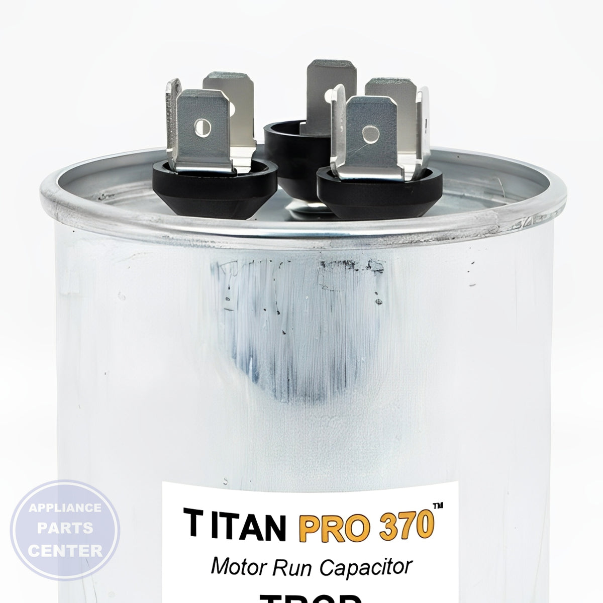 PACKARD TITAN PRO RUN CAPACITOR 40+5 MFD 370 VOLT ROUND - Main view showing round shape for various models