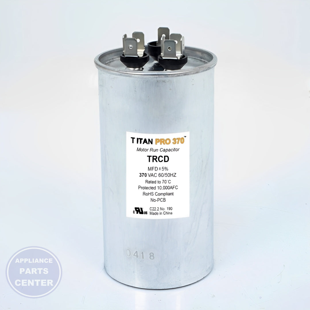 PACKARD TITAN PRO RUN CAPACITOR 40+5 MFD 370 VOLT ROUND - Detailed view of 40+5 MFD specifications