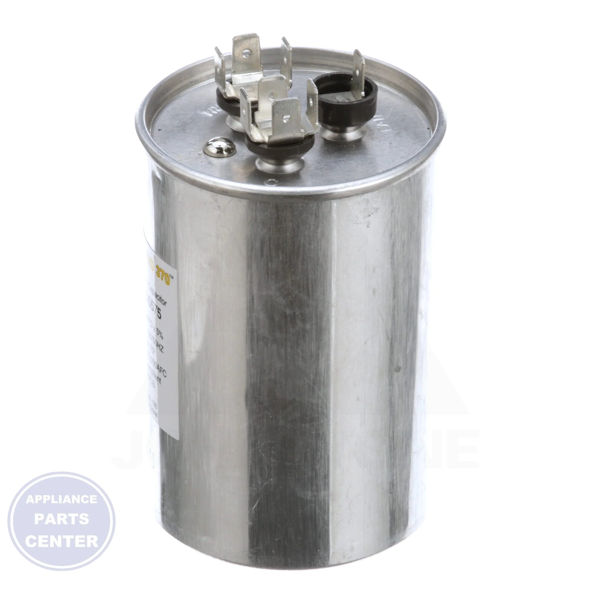 Titan PRO™ Dual Rated Motor Run Capacitor Round TRCD5575 - Detailed view of Mfd: 55/7.5 and 370 Volts specs