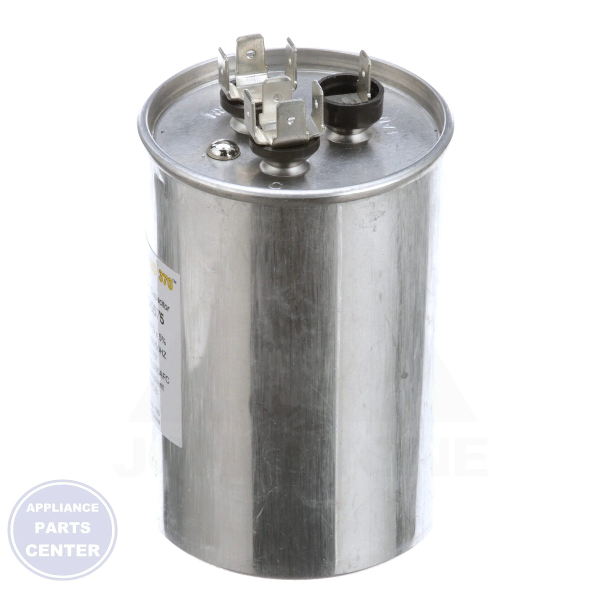 Titan PRO™ Dual Rated Motor Run Capacitor Round TRCD5575 - Detailed view of Mfd: 55/7.5 and 370 Volts specs