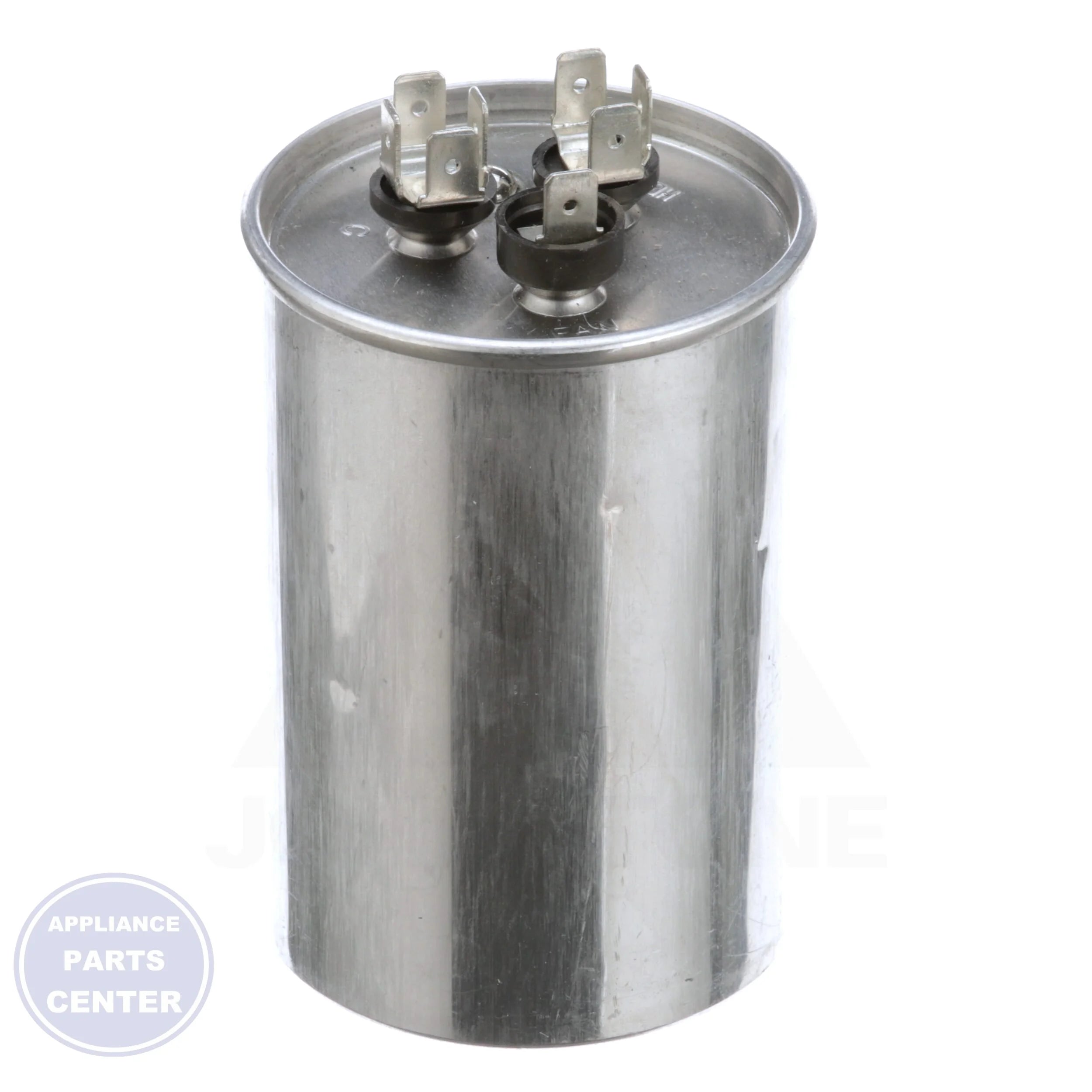 Dual Rated Motor Run Capacitor Round TRCD5575 - Side view with 2-1/2" Diameter and 4-3/4" Height