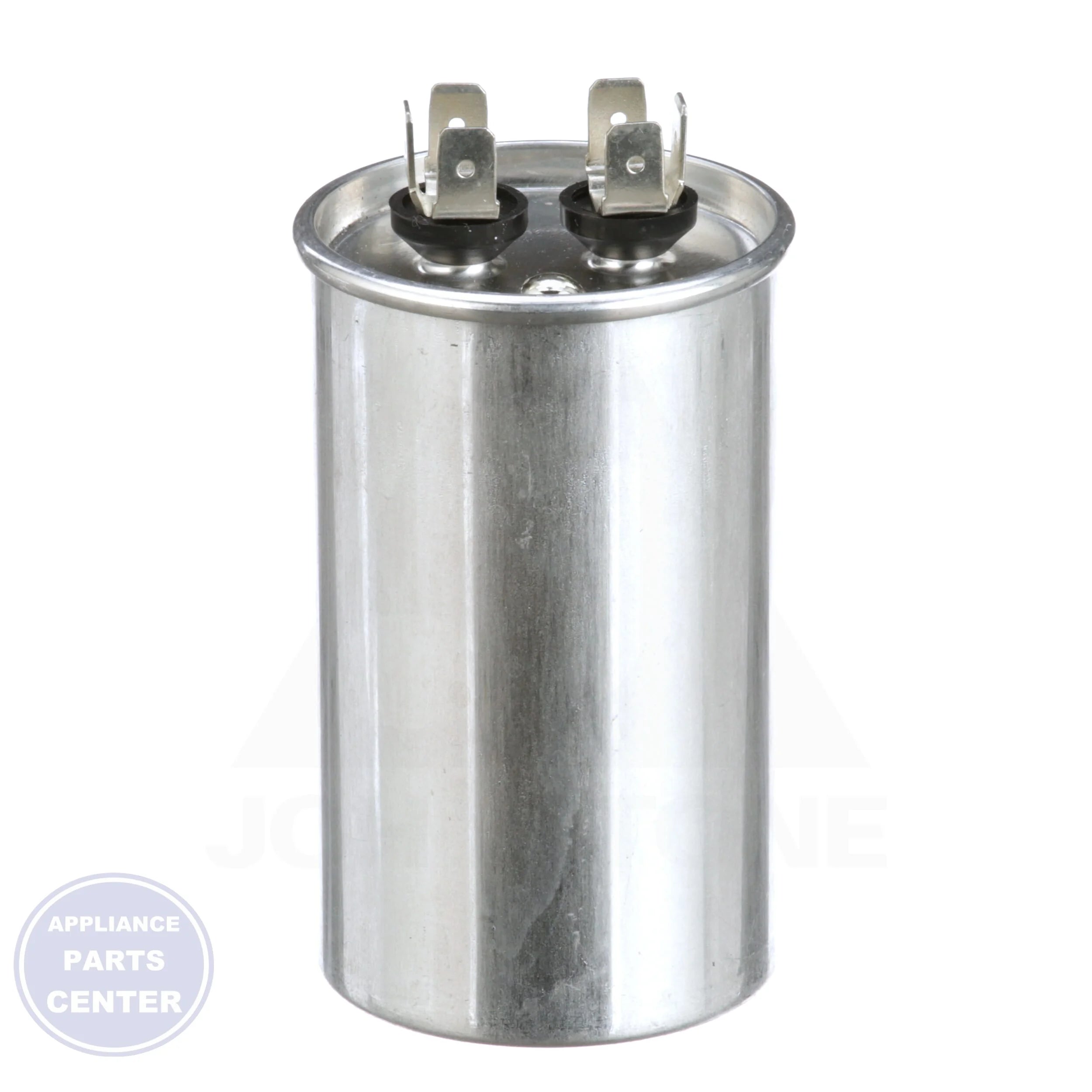 Motor Run Capacitor Round TRCF30 - Side view with 30 MFD capacitance and dual voltage design