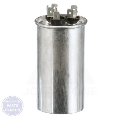Dual Rated Motor Run Capacitor Round TRCFD255 - Side view with 25/5 Mfd and 440/370 Volts specs