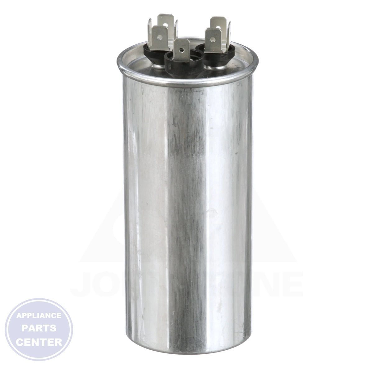Dual Rated Motor Run Capacitor Round TRCFD303 - Side view with 30/3 MFD and 440/370 volts specs