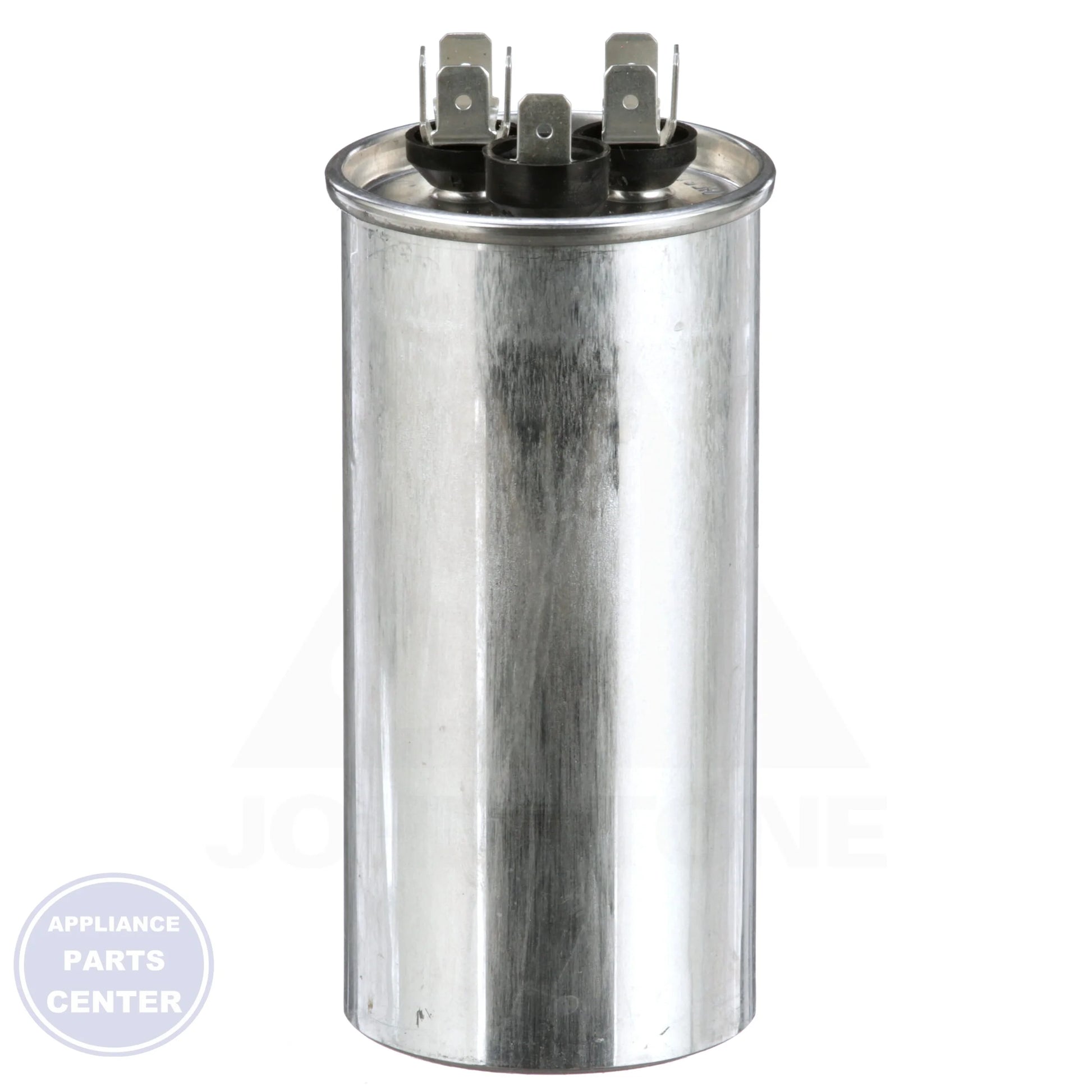Dual Rated Motor Run Capacitor Round TRCFD3075 - Side view with 30/7.5 Mfd capacity