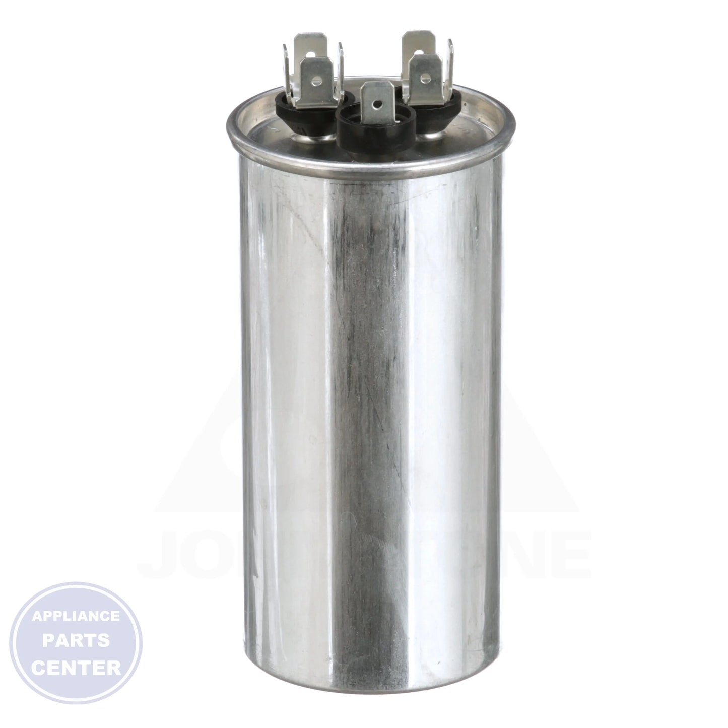 Dual Rated Motor Run Capacitor Round TRCFD355 - Side view with 440/370 Volts specification