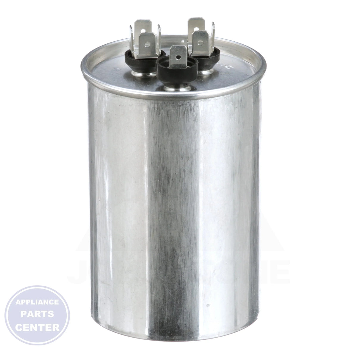 Dual Rated Motor Run Capacitor Round TRCFD455 - Side view with 45/5 Mfd capacity and 440/370 volts specs