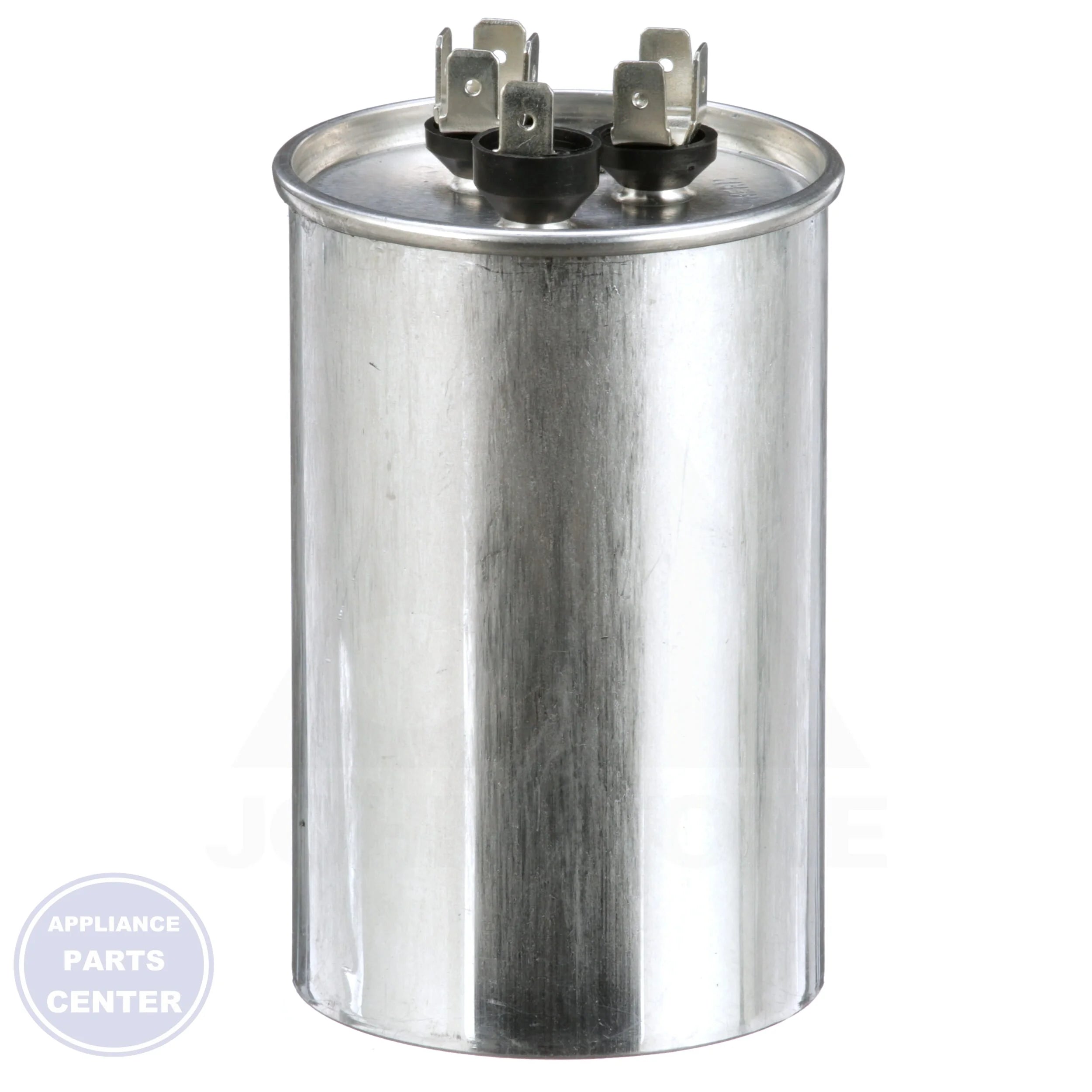 Dual Rated Motor Run Capacitor Round TRCFD5075 - Side view with 50/7.5 MFD capacity
