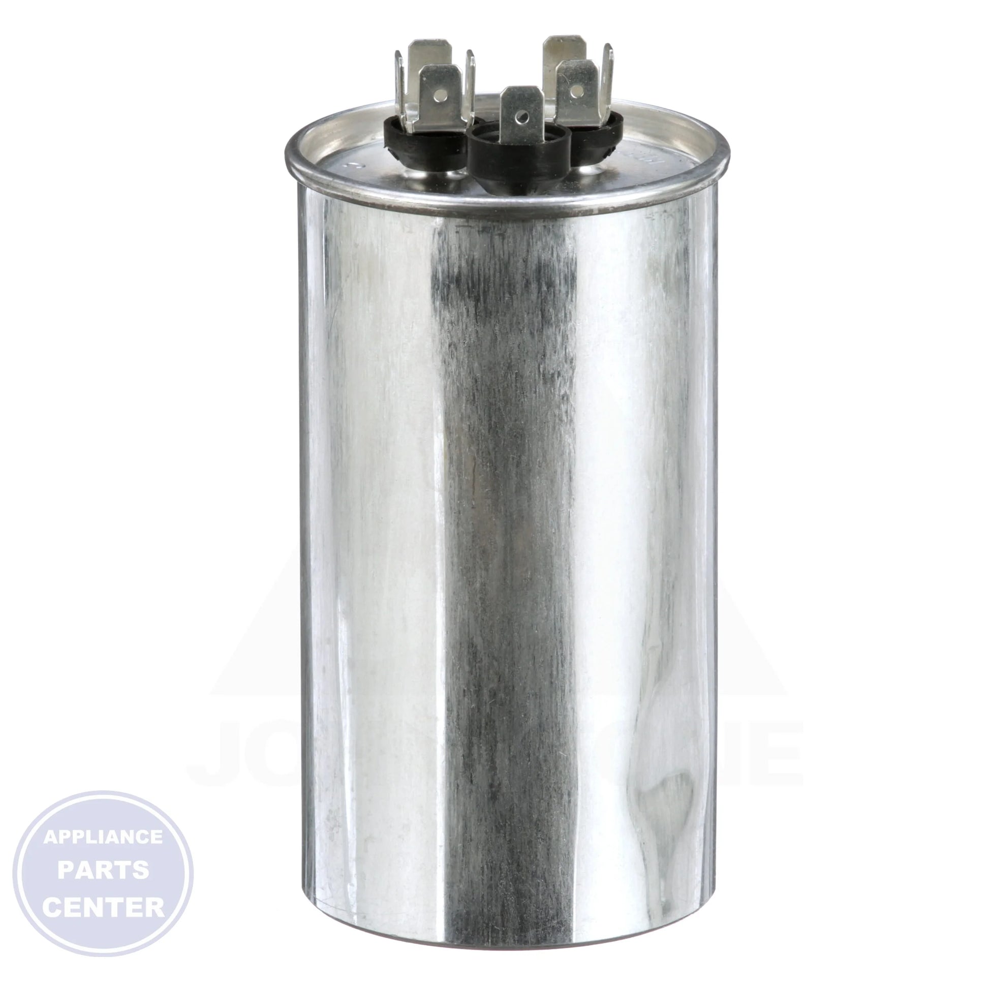 Dual Rated Motor Run Capacitor Round TRCFD5575 - Side view with 55/7.5 Mfd specifications