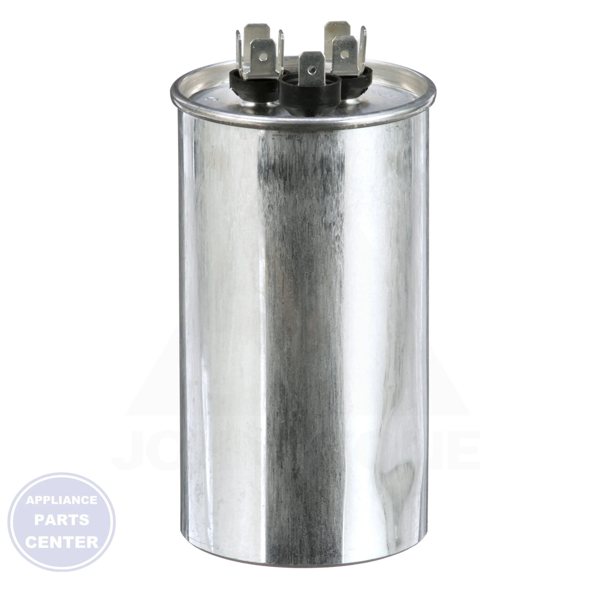 Dual Rated Motor Run Capacitor Round TRCFD5575 - Side view with 55/7.5 Mfd specifications