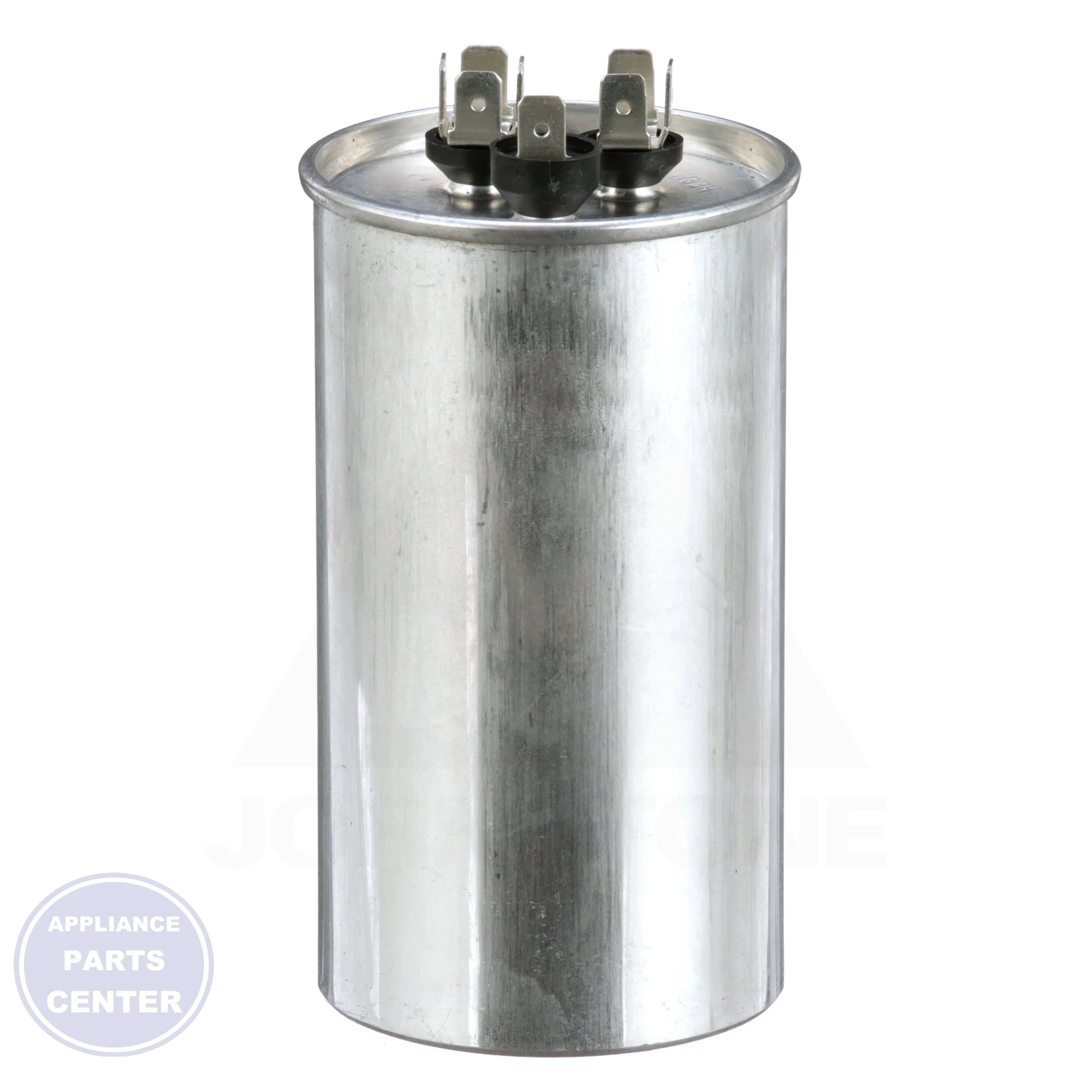 Dual Rated Motor Run Capacitor Round TRCFD6010 - Side view with 60/10 Mfd capacity and 440/370V voltage ratings