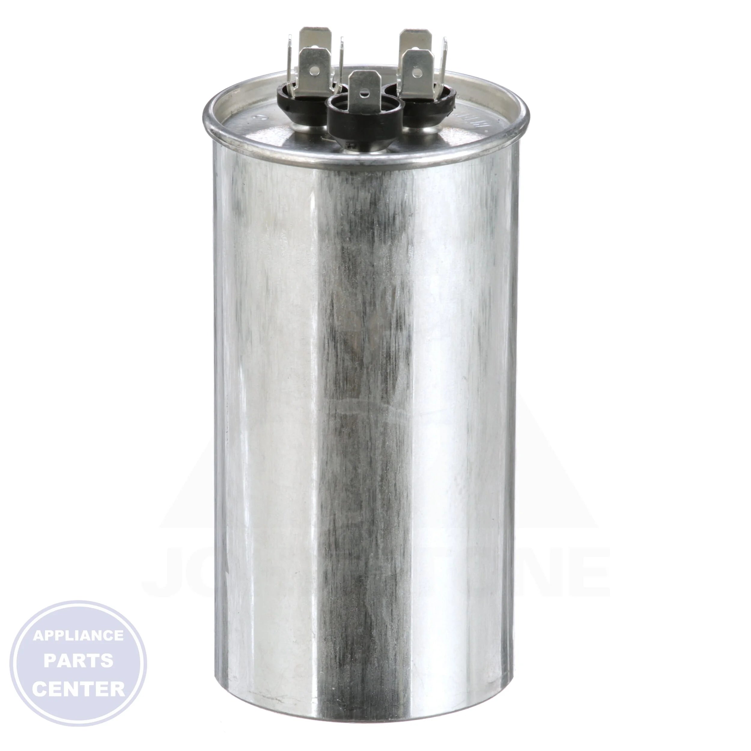 Dual Rated Motor Run Capacitor Round TRCFD6075 - Side view with 60/7.5 MFD capacitance and 440/370 volts