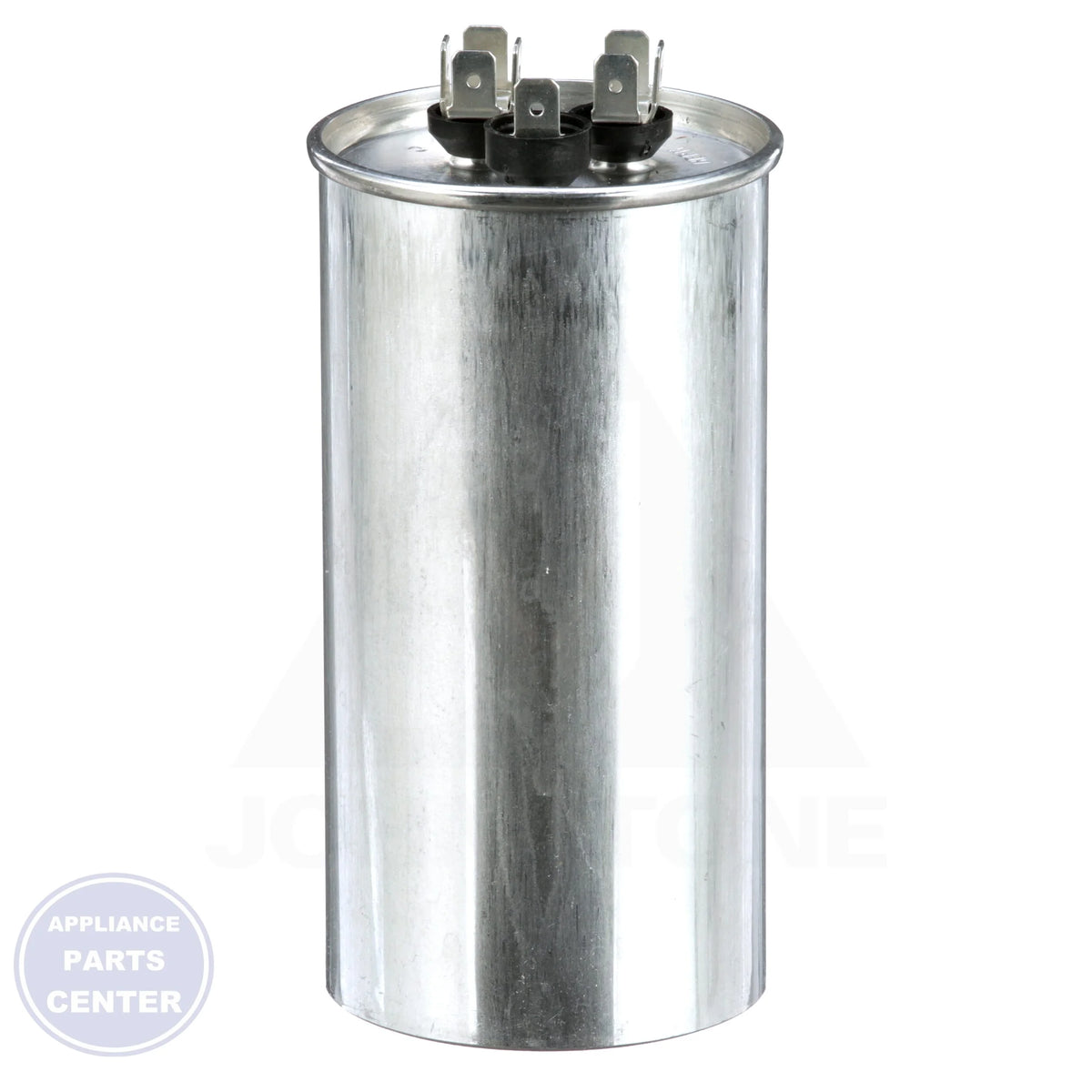 Dual Rated Motor Run Capacitor Round TRCFD705 - Side view with 70/5 MFD specs
