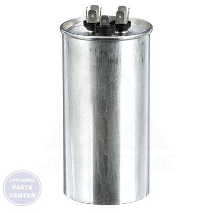 Dual Rated Motor Run Capacitor Round TRCFD705 - Side view with 70/5 MFD specs