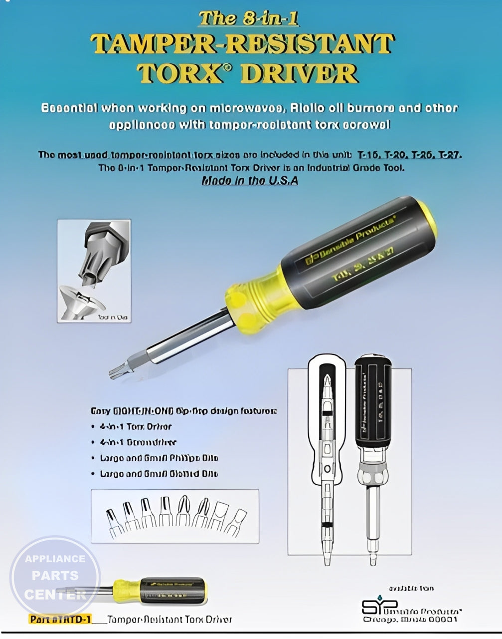 SENSIBLE PRODUCTS TOOLS TAMPER RESISTANT TORX DRIVER TRTD-1 - Main view showing ergonomic handle for SEN models