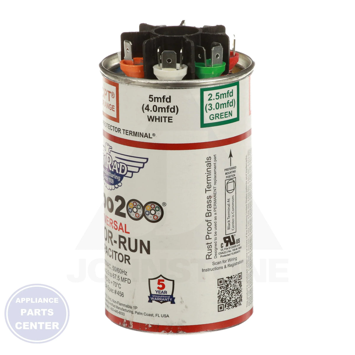 Turbo™ 200 Universal Replacement Capacitor TURBO200 - Detailed view of protected to 10,000 AFC