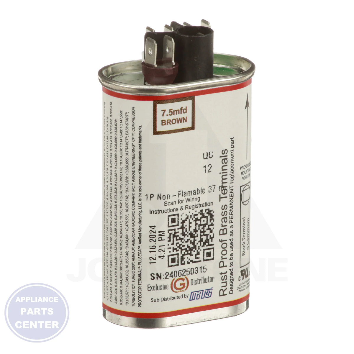 Turbo™ 200 Mini Oval Universal Replacement Capacitor TURBOMINIOVAL - Side view with 10,000 AFC protection