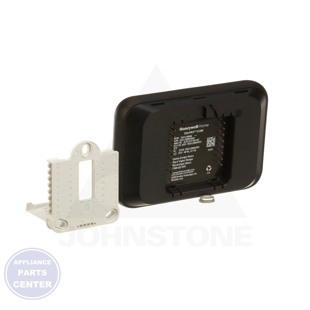 ElitePRO S1200 Smart Thermostat THX1200B6/U - Side view with dimensions of 5.24"W x 3.54"H x 0.96"D