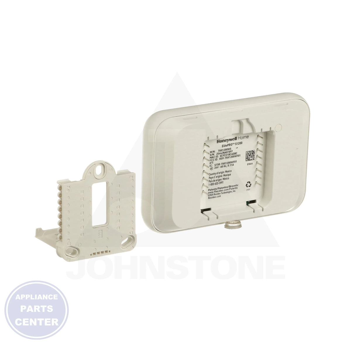 ElitePRO S1200 Smart Thermostat THX1200W5/U - Side view with 5.24"W x 3.54"H x 0.96"D dimensions