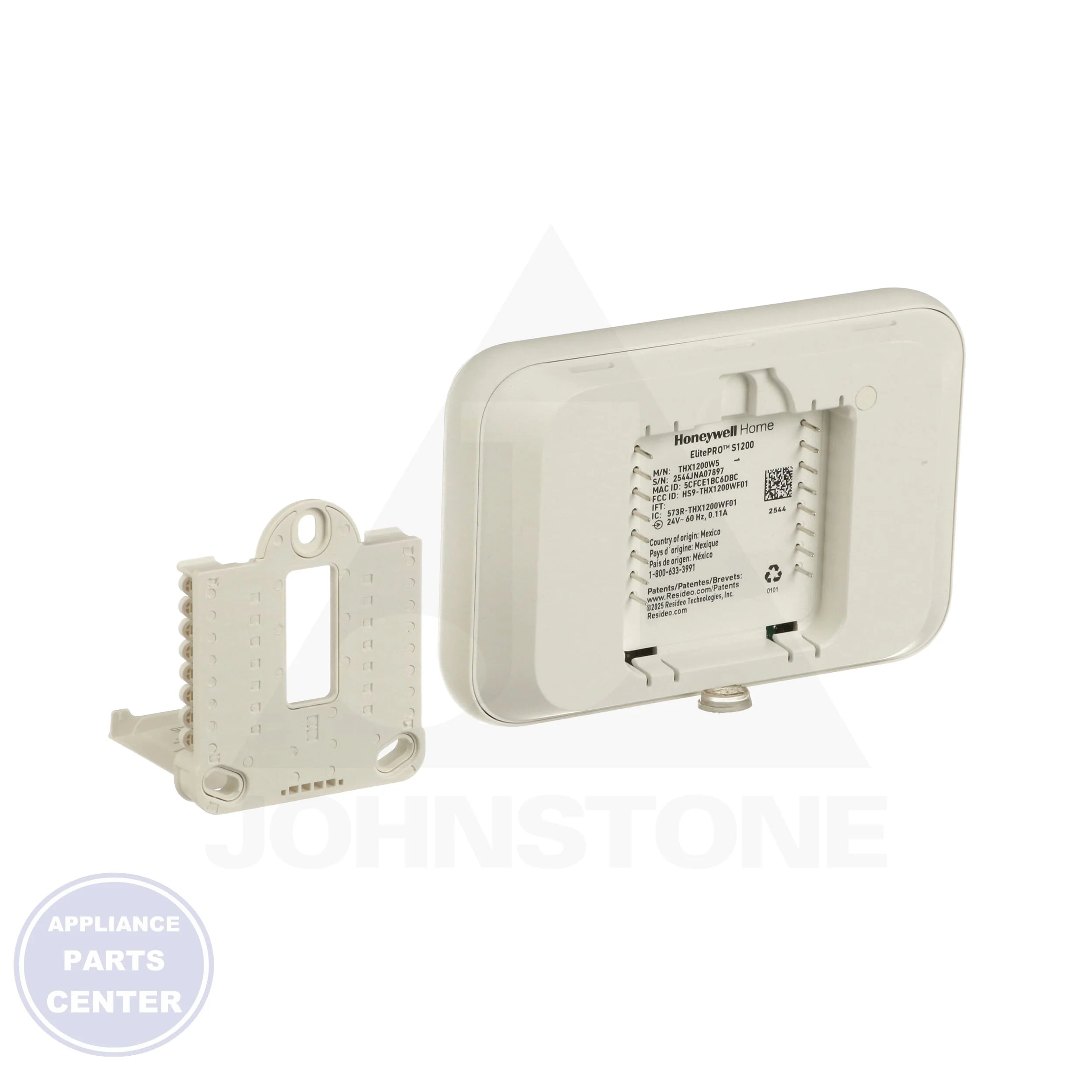 ElitePRO S1200 Smart Thermostat THX1200W5/U - Side view with 5.24"W x 3.54"H x 0.96"D dimensions