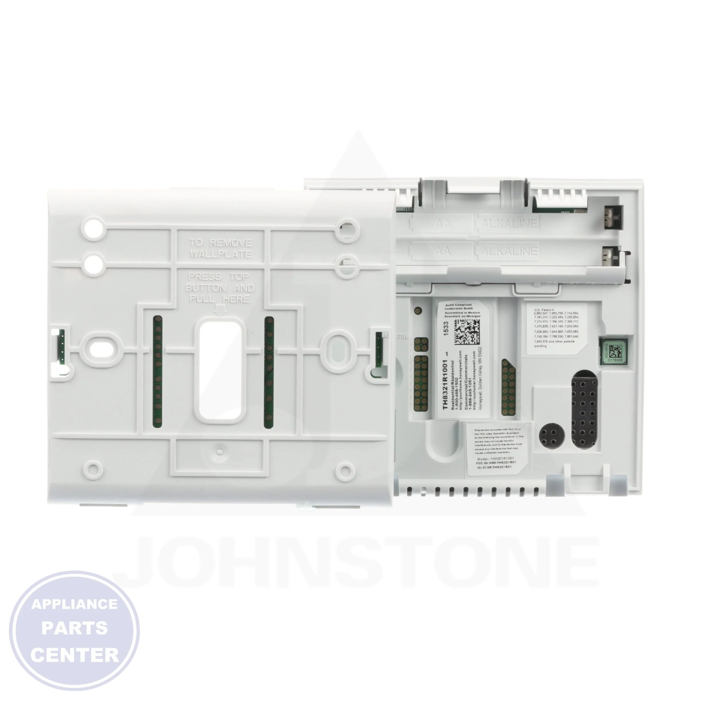 RedLINK Enabled VisionPRO® 8000 Thermostat TH8321R1001/U - Side view with precise technical specifications