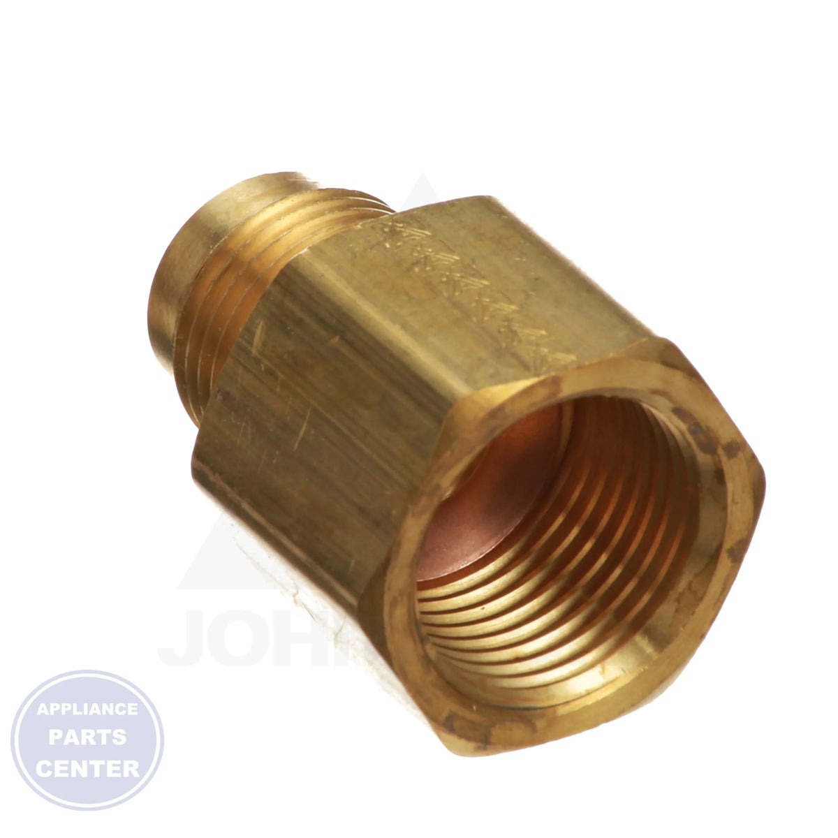 [Brand] UR3-108 Flare Fitting Reducer - Detailed view of copper gasket and precise fitting
